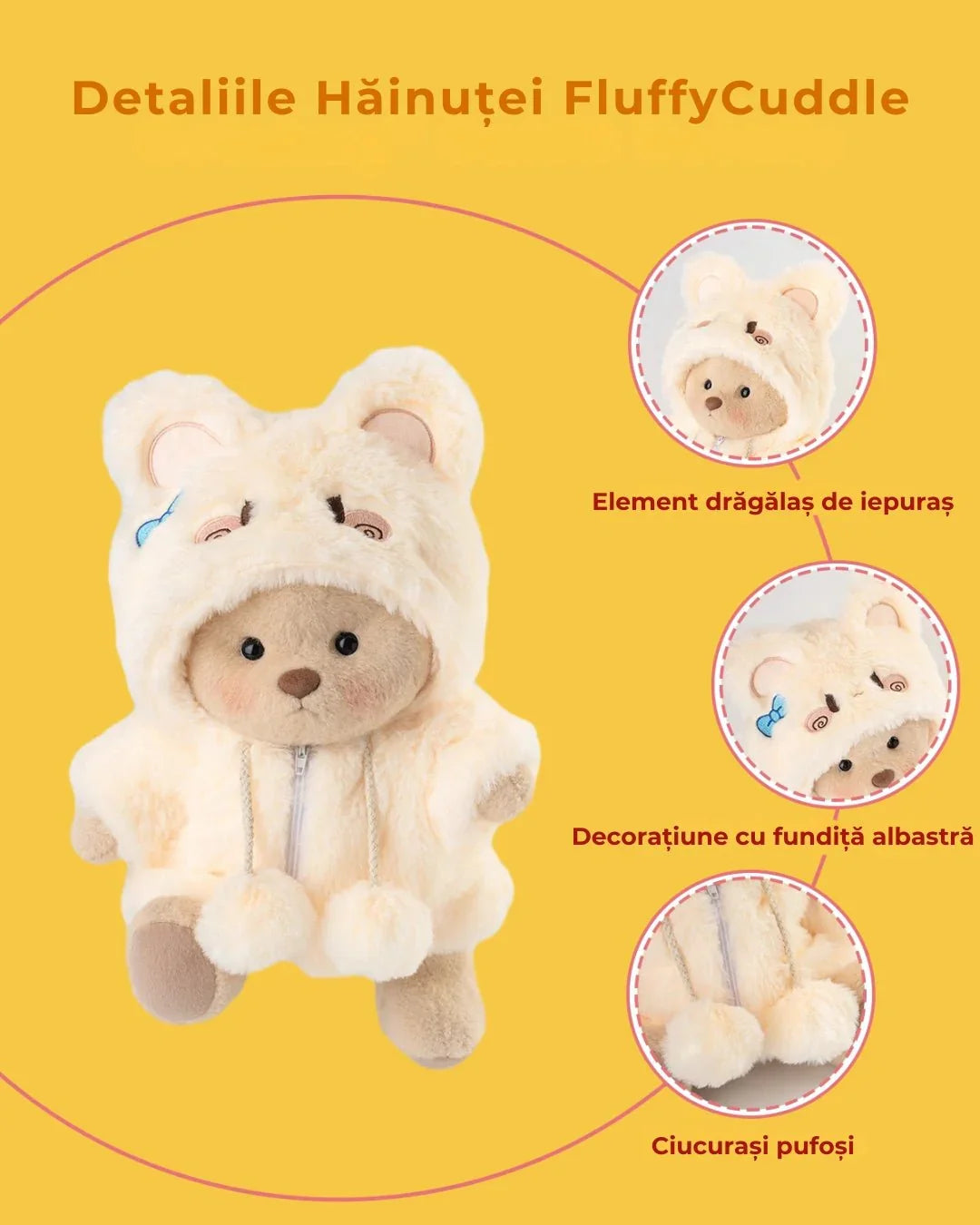 Ručne vyrábaný prémiový macko s vymeniteľnými oblečkami – FluffyCuddle