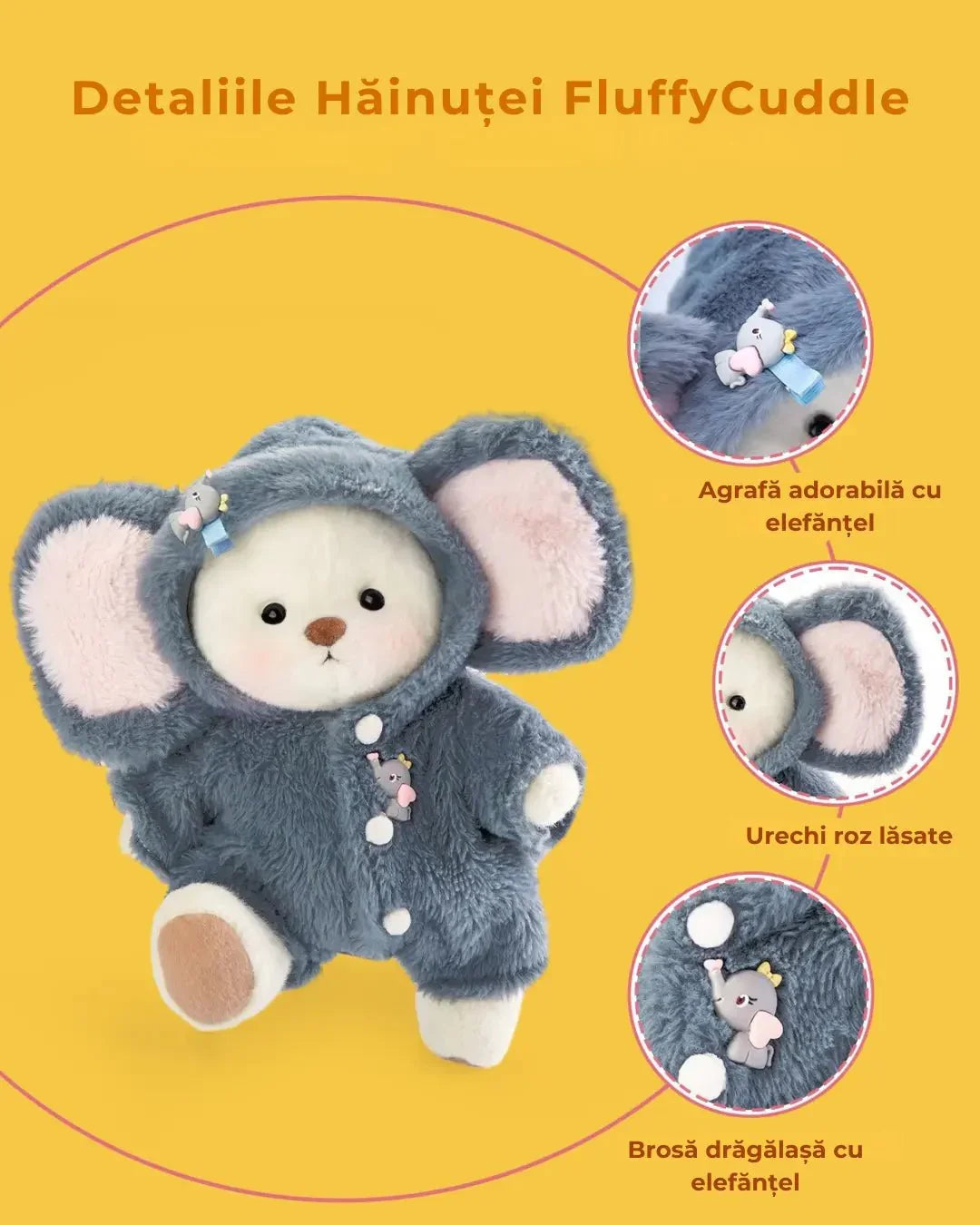 Ručne vyrábaný prémiový macko s vymeniteľnými oblečkami – FluffyCuddle