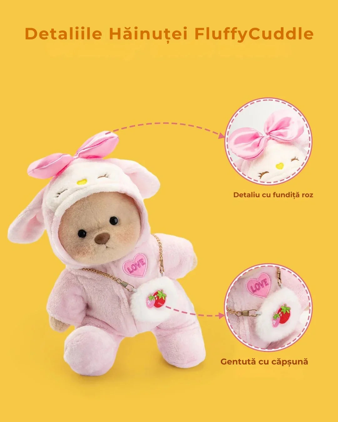 Ručne vyrábaný prémiový macko s vymeniteľnými oblečkami – FluffyCuddle