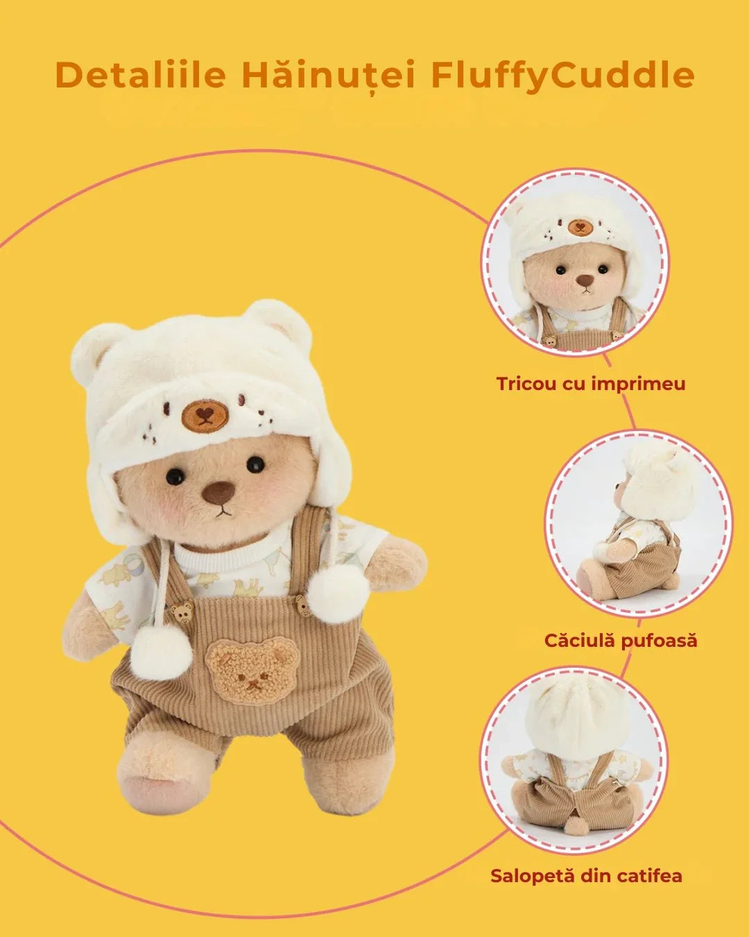 Ručne vyrábaný prémiový macko s vymeniteľnými oblečkami – FluffyCuddle