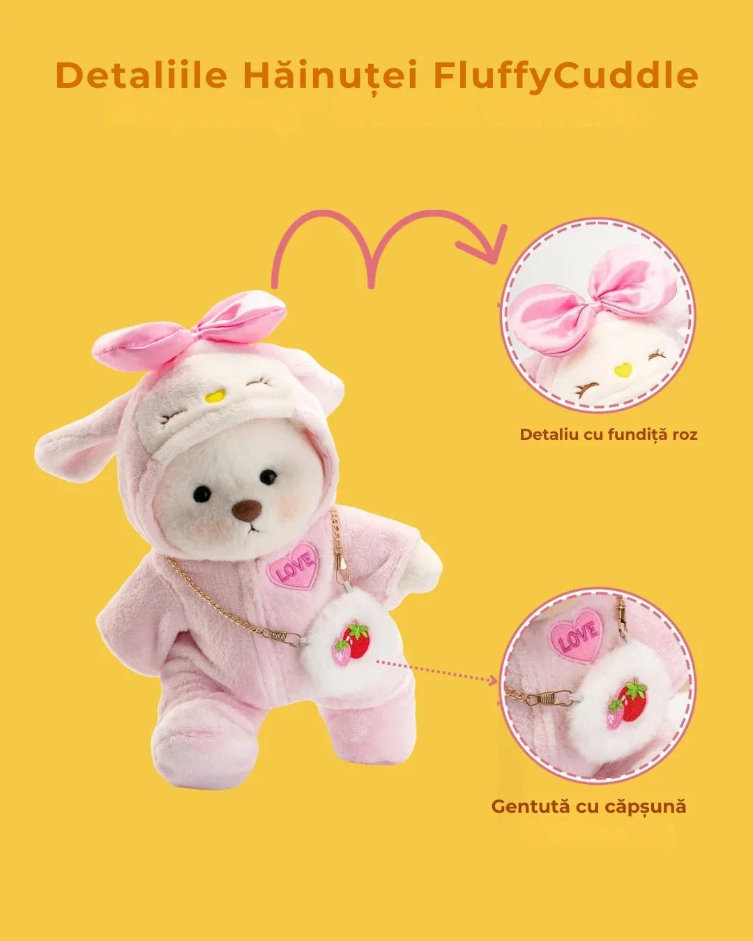 Ručne vyrábaný prémiový macko s vymeniteľnými oblečkami – FluffyCuddle