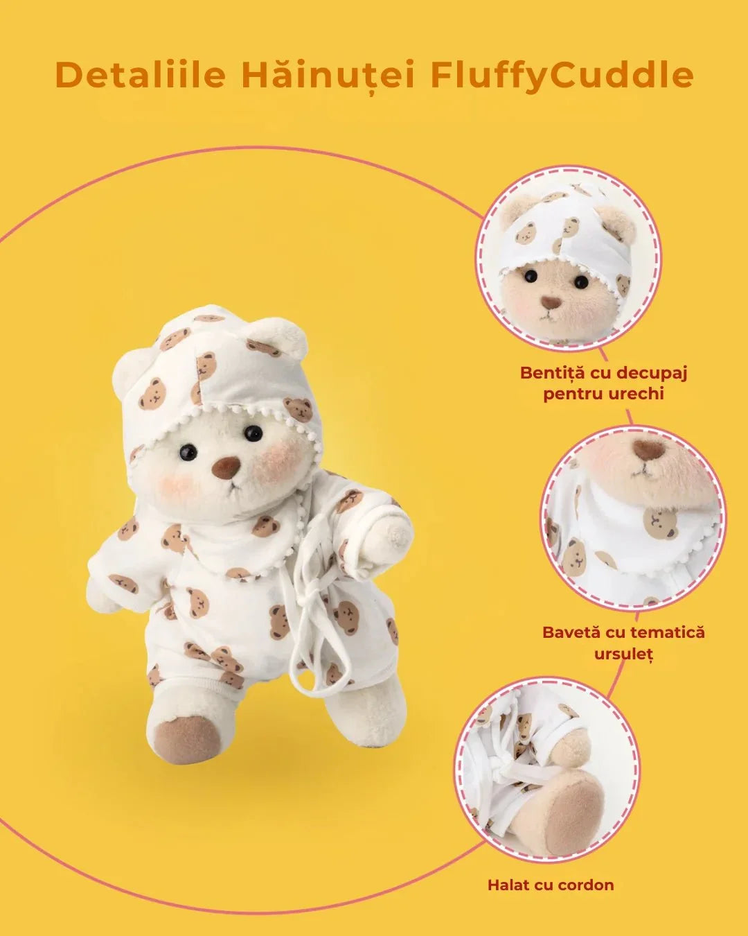 Ručne vyrábaný prémiový macko s vymeniteľnými oblečkami – FluffyCuddle